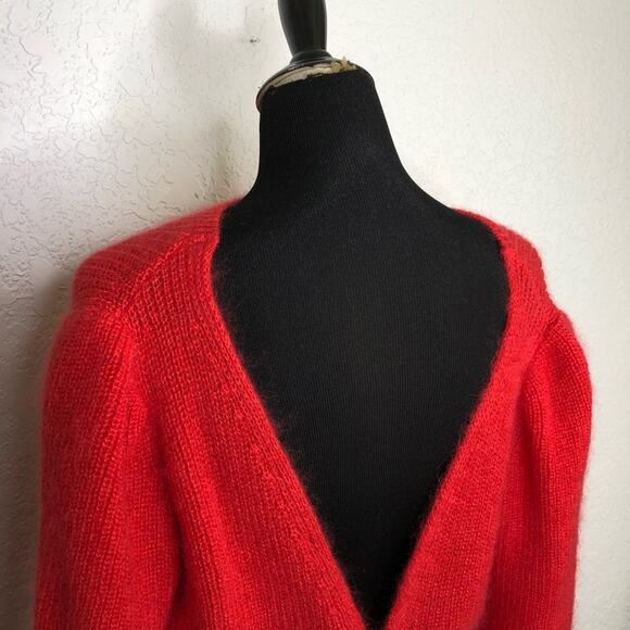 Alexachung red wrap style open back mohair blend sweater size Medium - Picture 10 of 16